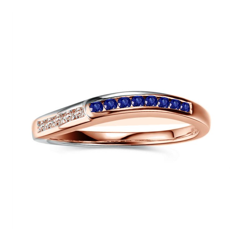 Bague Duale diamants saphirs et Or rose - 3