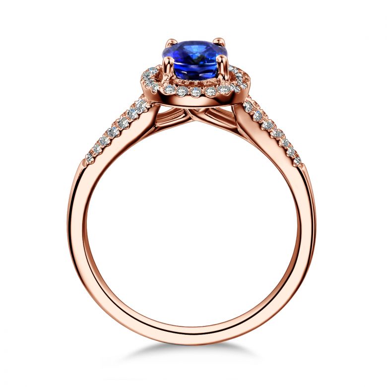 Bague de fiançailles saphir 0.90 carat. Or rose, Diamants - 7