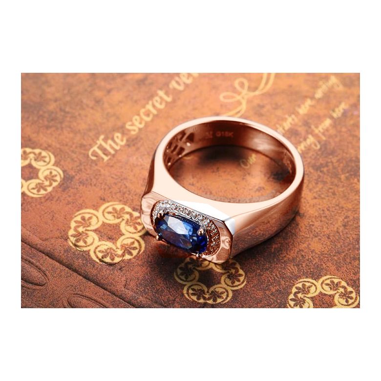 Chevalière Homme Or rose.  Saphirs, diamants 2.17ct - 5
