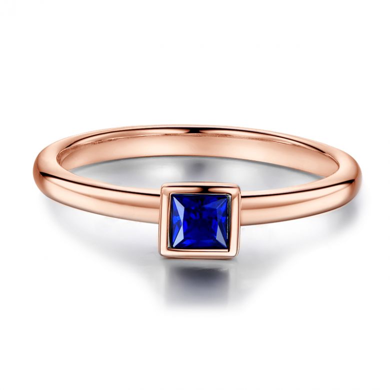 Bague de fiancailles Or rose et saphir princesse - 6