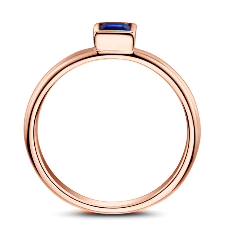Bague de fiancailles Or rose et saphir princesse - 7