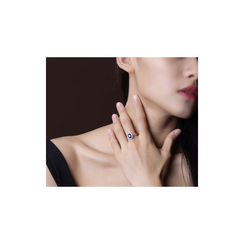 Bague Fleur de saphir, diamants Or rose - Création florale classique - 2