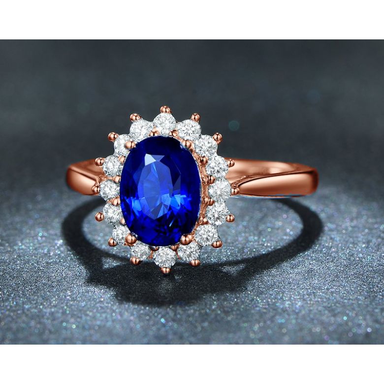 Bague Fleur de saphir, diamants Or rose - Création florale classique - 3