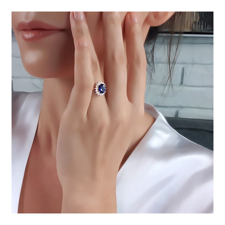 Bague Fleur de saphir, diamants Or rose - Création florale classique - 12