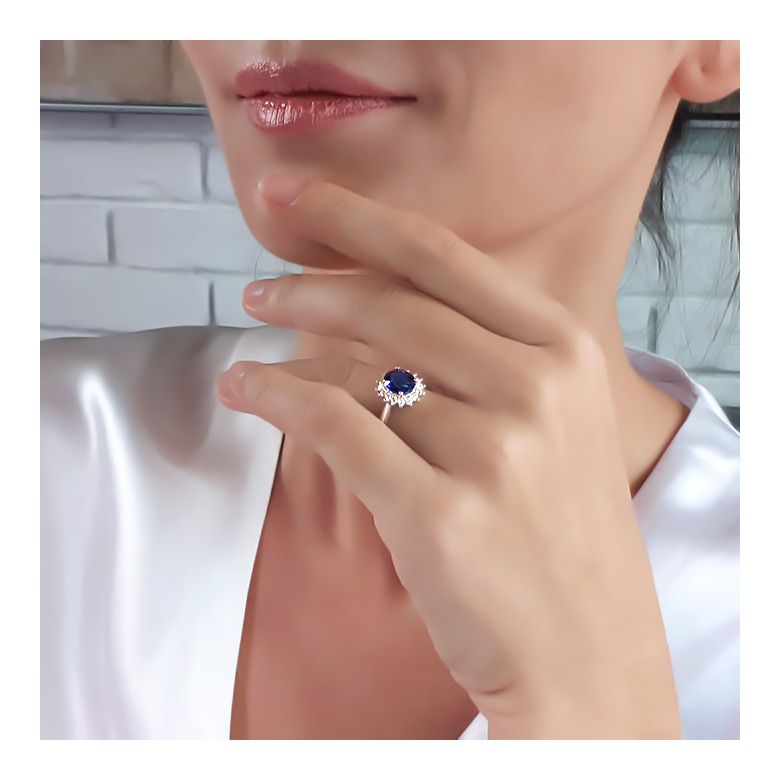 Bague Fleur de saphir, diamants Or rose - Création florale classique - 13