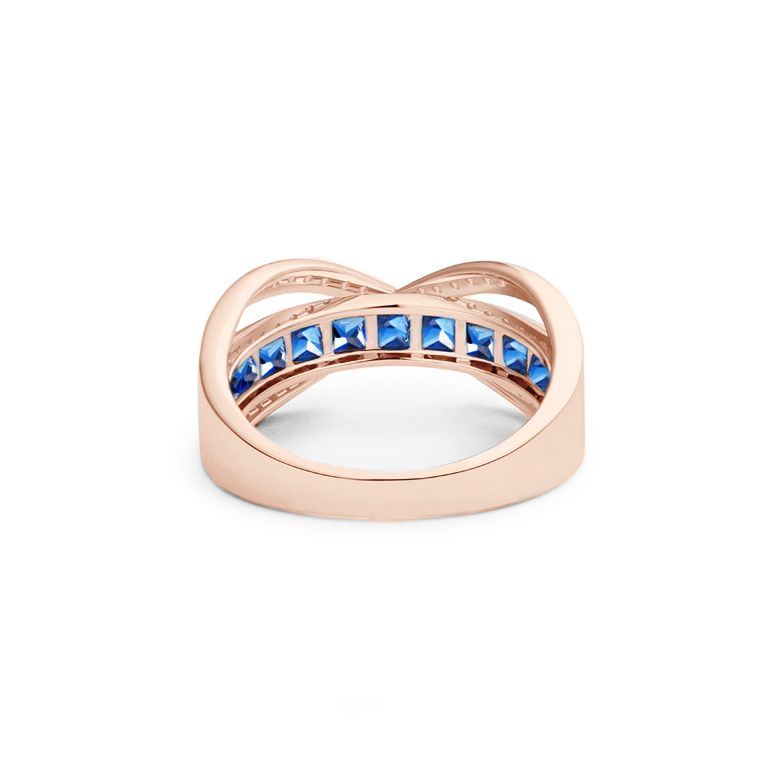 Bague sens de nos vies. Saphirs bleus, diamants et Or rose  - 5