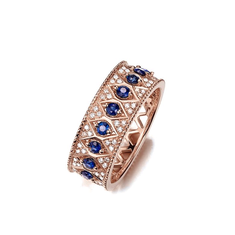 Bague saphir Palais Farnese - Or rose, saphir & diamant - 1