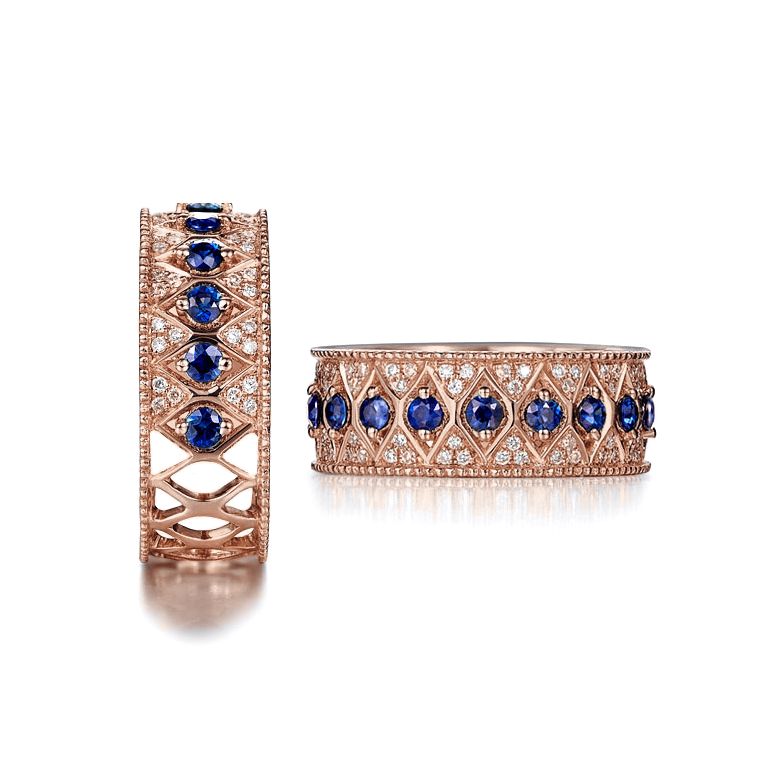 Bague saphir Palais Farnese - Or rose, saphir & diamant - 3
