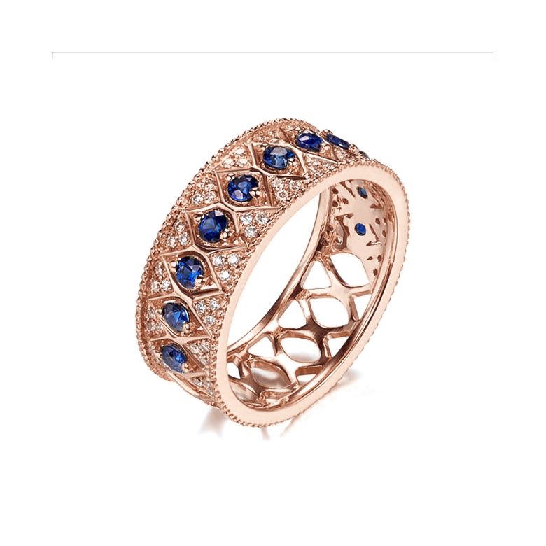 Bague saphir Palais Farnese - Or rose, saphir & diamant - 7