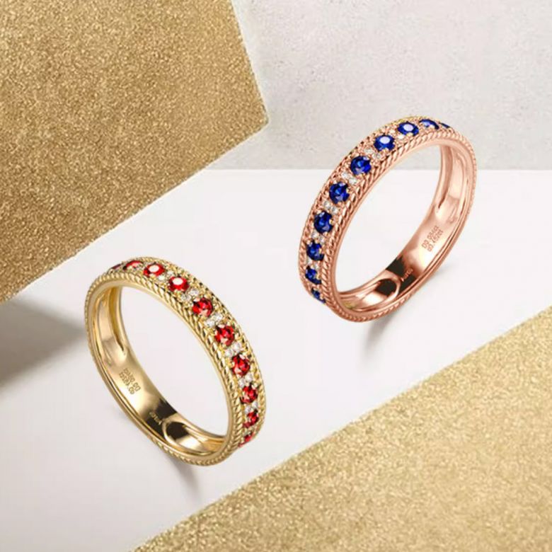 Bague saphir - Tempietto - Or rose, diamant, saphir - 11