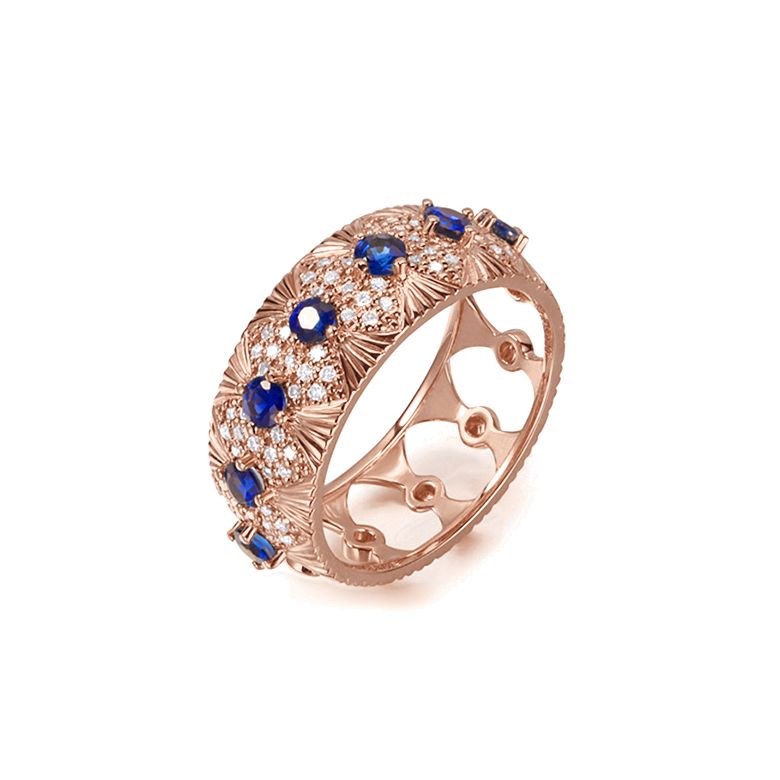 Bague Sixtine - Frivole, Rococo - Or rose, saphir, diamant - 1