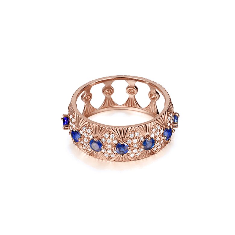 Bague Sixtine - Frivole, Rococo - Or rose, saphir, diamant - 5