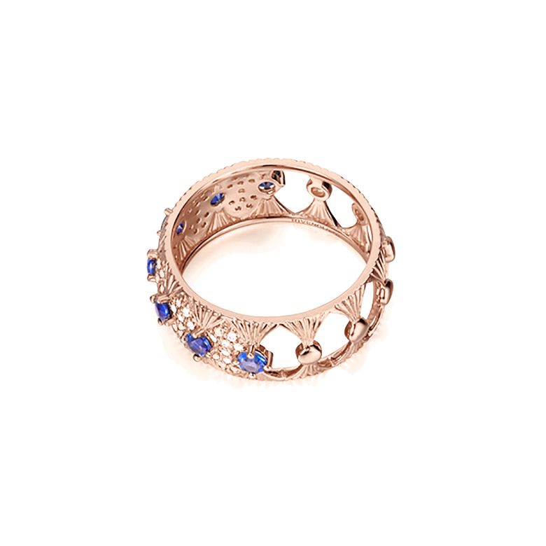 Bague Sixtine - Frivole, Rococo - Or rose, saphir, diamant - 7