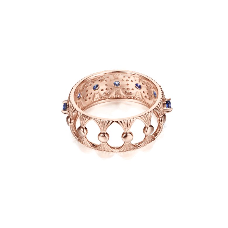 Bague Sixtine - Frivole, Rococo - Or rose, saphir, diamant - 8