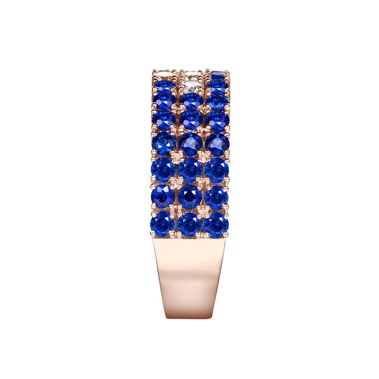 Bague blue lagoon - Pavée saphir & diamant - Or rose - 5