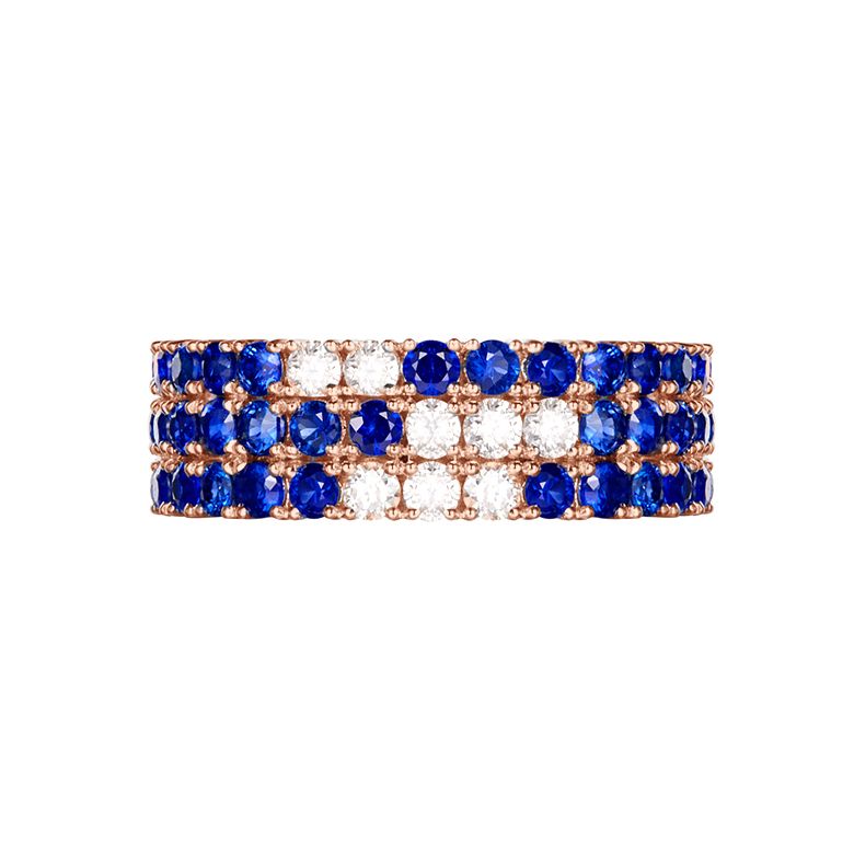 Bague blue lagoon - Pavée saphir & diamant - Or rose - 9