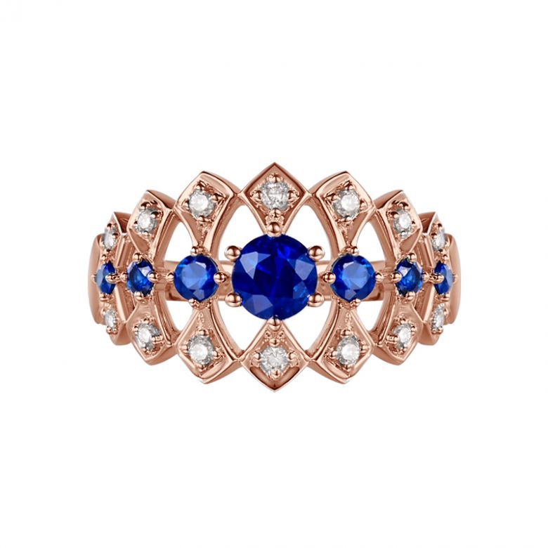 Bague Santa maria novella - Or rose, saphir bleu & diamant - 3