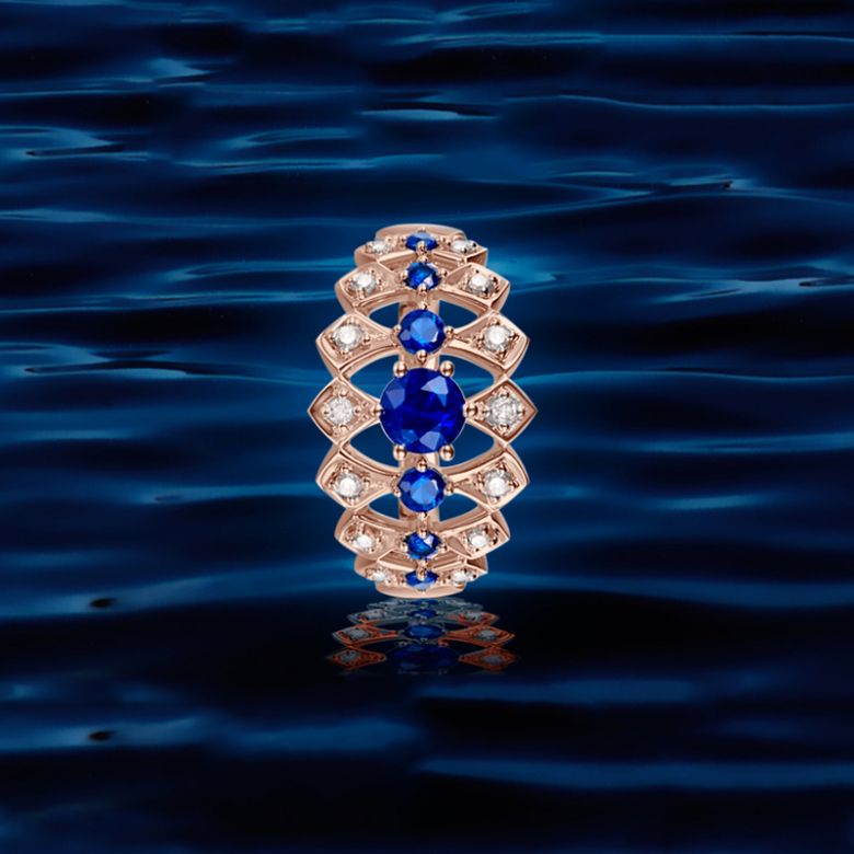 Bague Santa maria novella - Or rose, saphir bleu & diamant - 4
