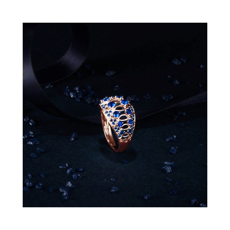 Bague saphir & or rose ciselé - 3