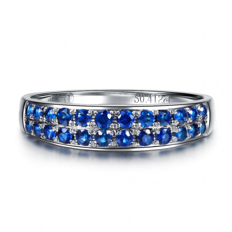 Bague Saphirs en rivière - Or blanc 18 carats - 5