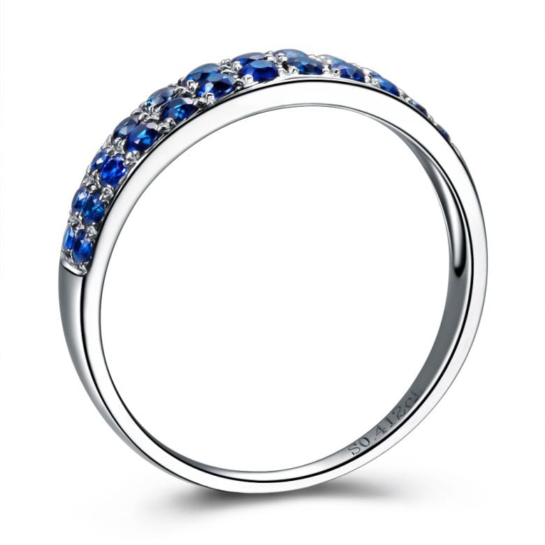 Bague Saphirs en rivière - Or blanc 18 carats - 4