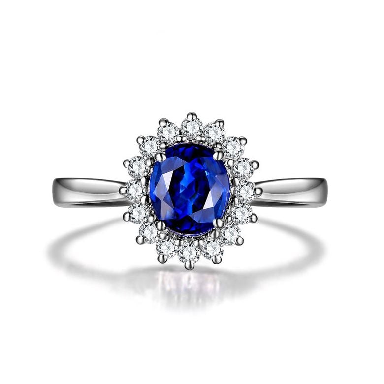 Bague saphir or blanc - Esthétique classique dans un esprit floral - 5