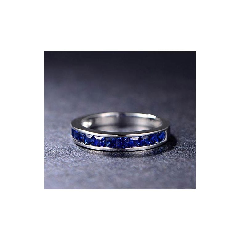 Or blanc 18 carats - Bague saphirs carrés - 3