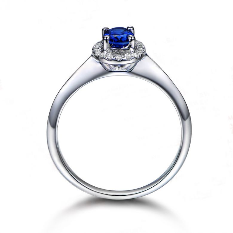Bague or blanc saphir. Pavage diamants. Persée - 6