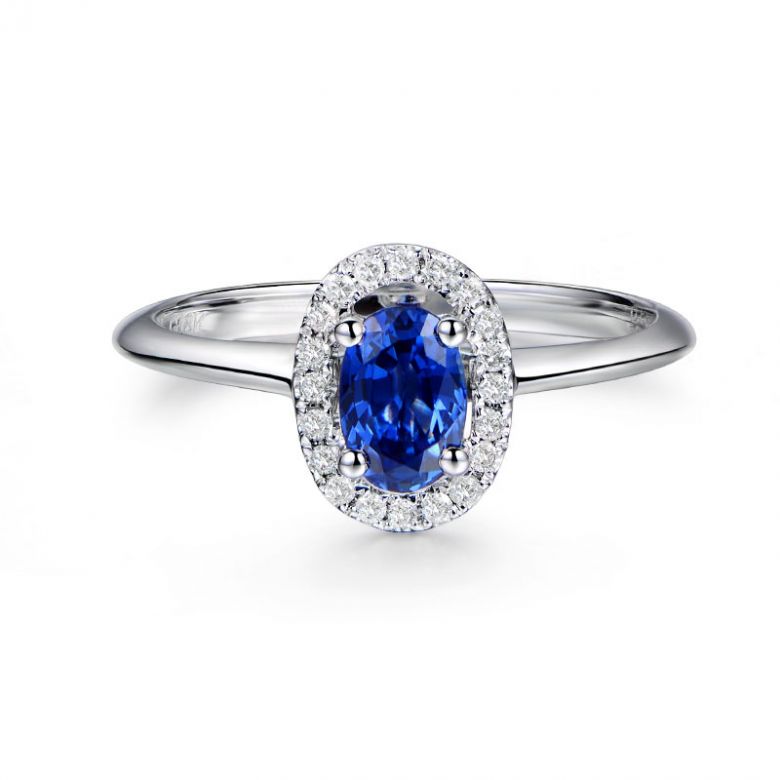 Bague or blanc saphir. Pavage diamants. Persée - 4