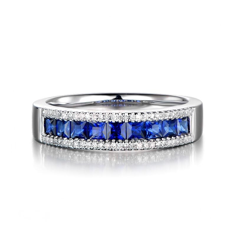 Bague saphir diamant or blanc - Lumière Azurée - 5