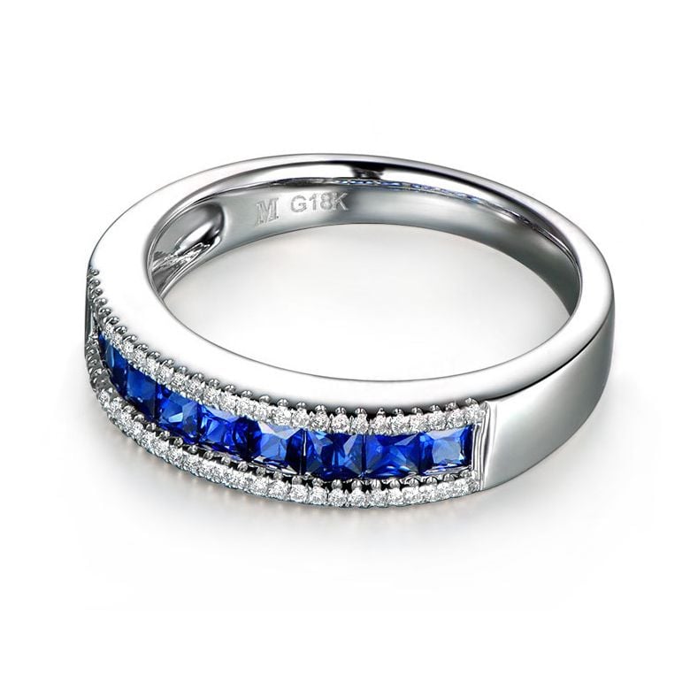 Bague saphir diamant or blanc - Lumière Azurée - 6