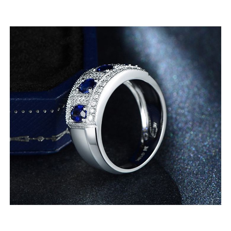 Bague quatuor saphirs. Pavage diamant. Or blanc | Bhagya - 6