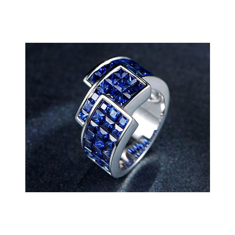 Bague or blanc pavage saphir tri-dimensionnel | Simone de Beauvoir - 3