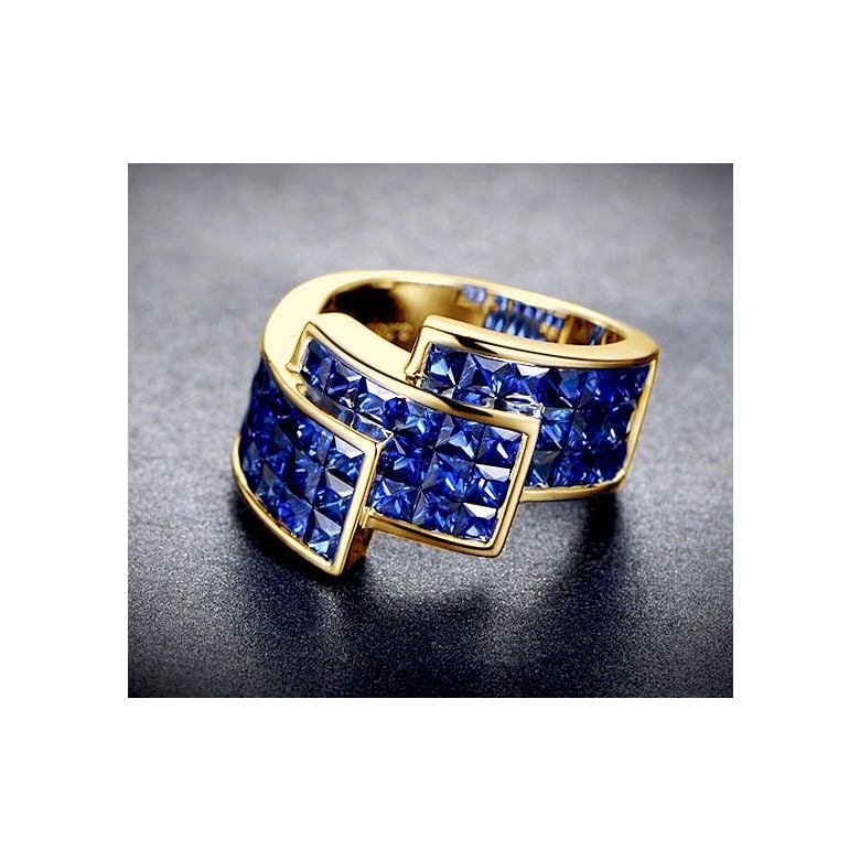 Bague or jaune pavage saphir tri-dimensionnel | Simone de Beauvoir - 5