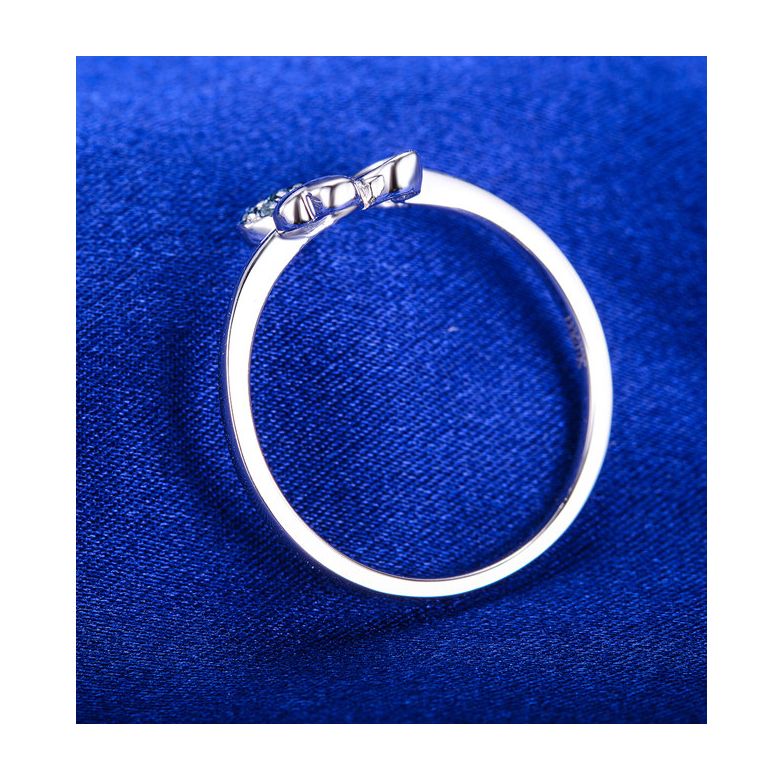 Bague 3 coeurs de trèfle ☘ Or blanc et saphirs bleus - 5