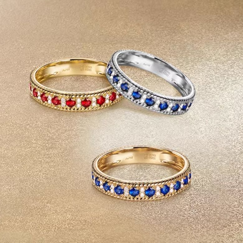 Bague saphir - Tempietto - Or jaune, diamant, saphir - 8