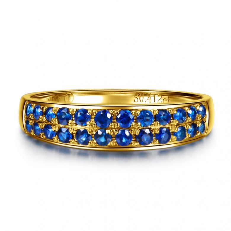 Bague Saphirs en rivière - Or jaune 18 carats - 1
