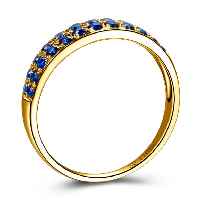 Bague Saphirs en rivière - Or jaune 18 carats - 2