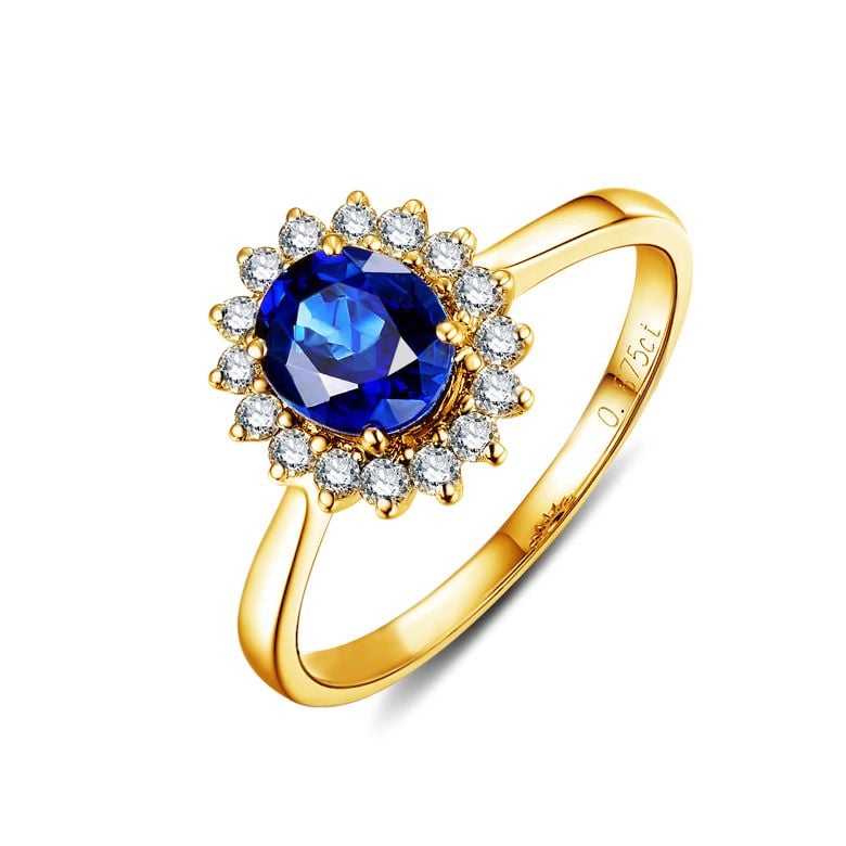 Bague saphir or jaune - Esthétique classique dans un esprit floral - 1