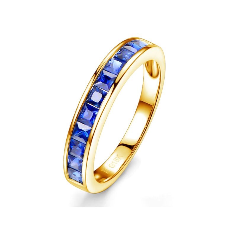 Or jaune 18 carats - Bague saphirs carrés - 1
