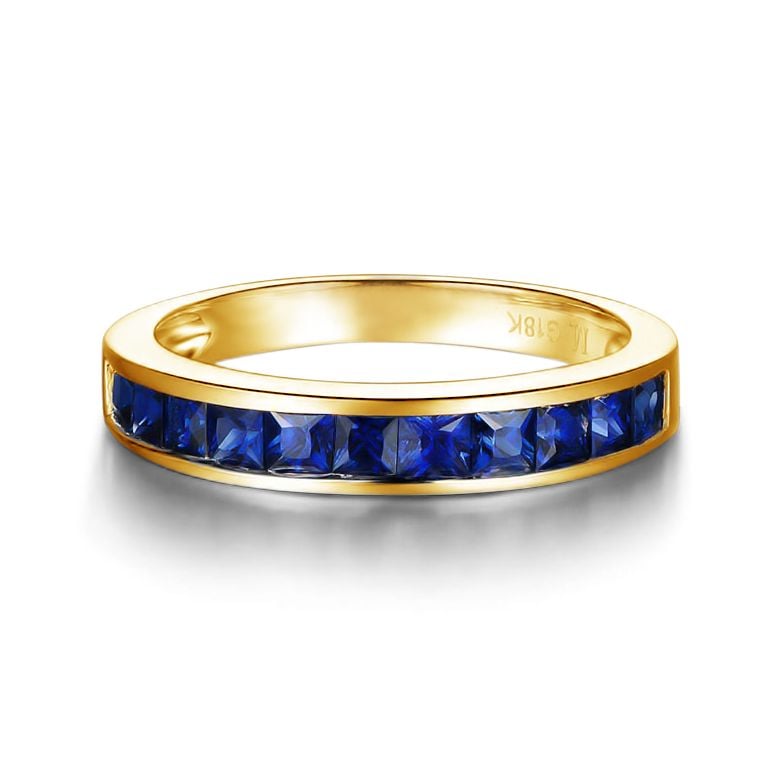 Or jaune 18 carats - Bague saphirs carrés - 3
