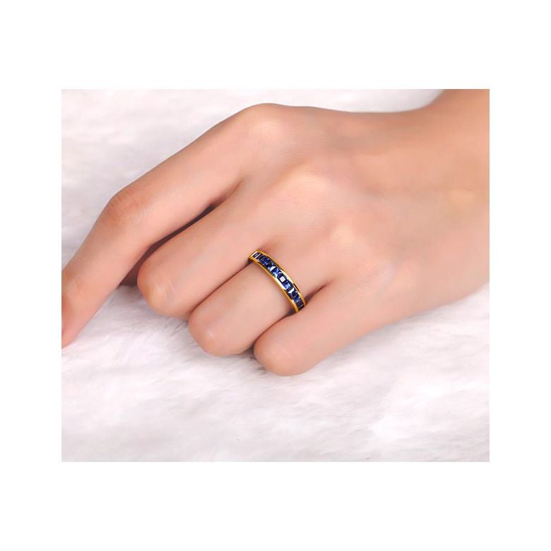 Or jaune 18 carats - Bague saphirs carrés - 2