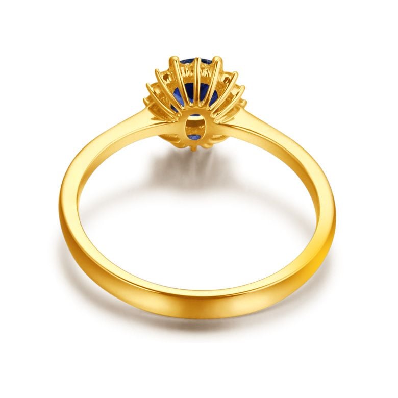 Bague Saphir ovale et diamants - Or jaune 18 carats - 4