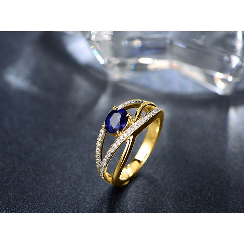 Bague saphir Sri Lanka 1 carat. Or jaune. Entrelacée - 3