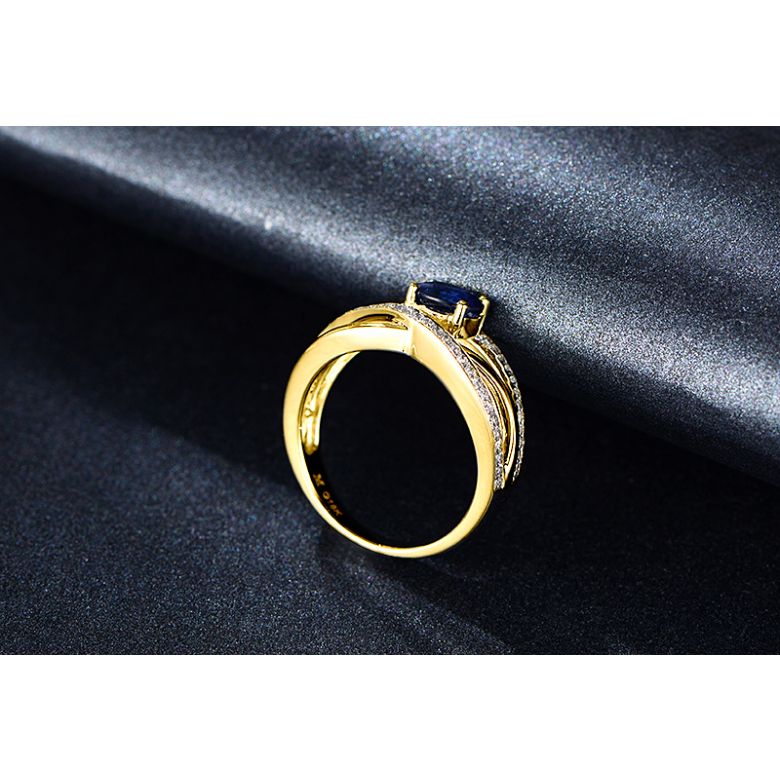Bague saphir Sri Lanka 1 carat. Or jaune. Entrelacée - 4