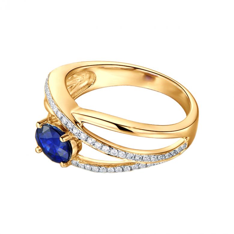 Bague saphir Sri Lanka 1 carat. Or jaune. Entrelacée - 6