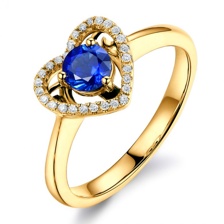 Bague coeur diamant saphir. Or jaune. Love me tender - 7