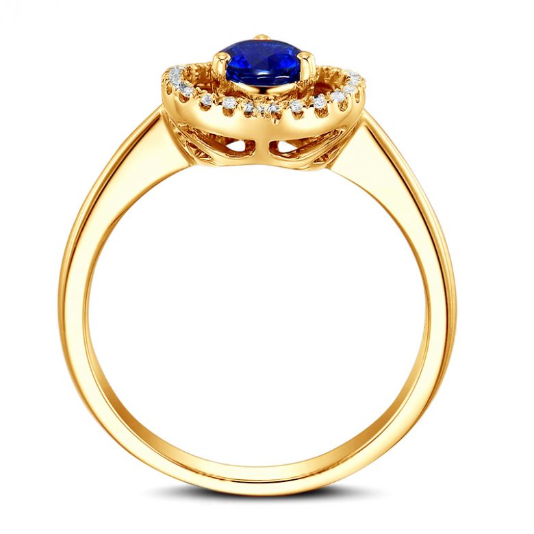 Bague coeur diamant saphir. Or jaune. Love me tender - 6