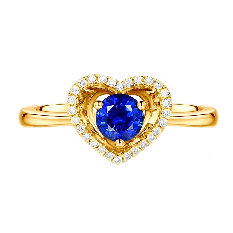 Bague coeur diamant saphir. Or jaune. Love me tender - 1