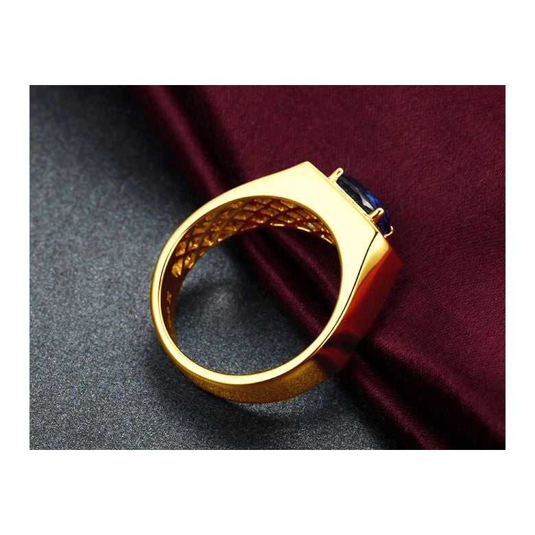 Chevalière Homme Or jaune. Saphirs, diamants 2.17ct - 5